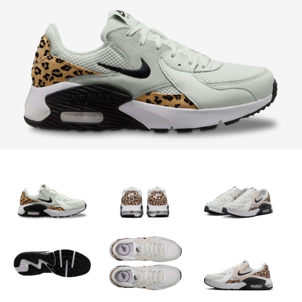 Nike Air Max White and Leopard Sneakers